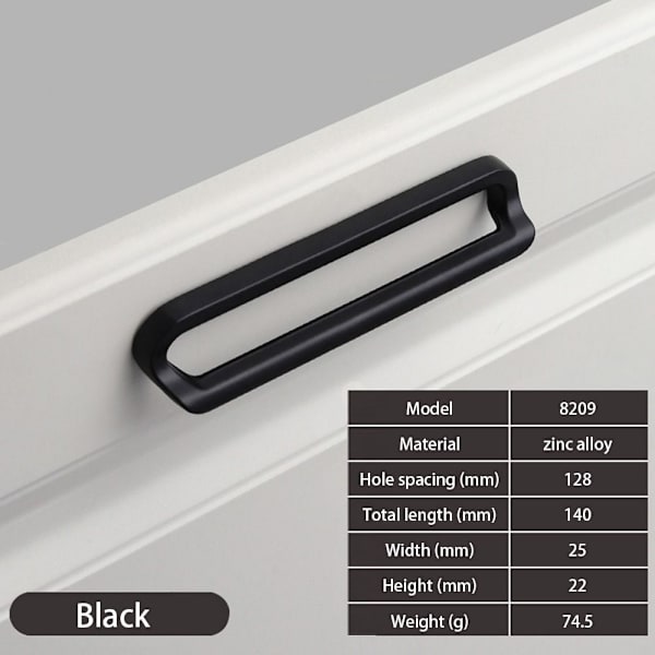 Skap Garderobe Dørhåndtak Møbelhåndtak SORT 128MM 128MM black 128mm-128mm