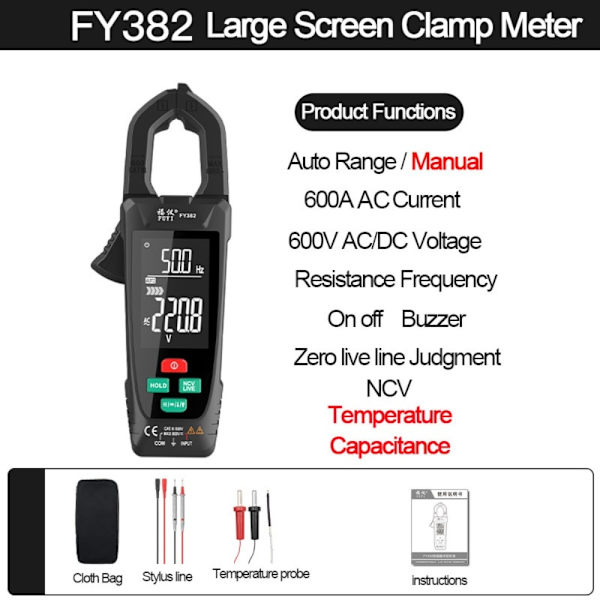 Digital Clamp Meter Smart Multimeter Transistori Testers