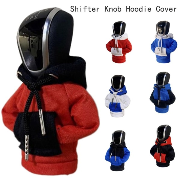 Hættetrøje Bil Gear Shift Cover Knop Hættetrøje Sweatshirt BLÅ&SORT BLUE&BLACK