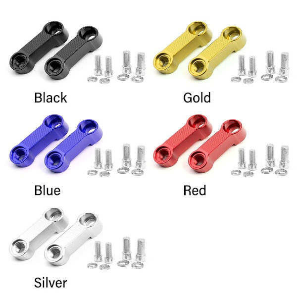 2PCS Backspeglar Förlängning Riser Förläng Adapterfäste silver
