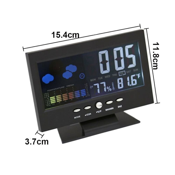 Väder elektronisk väckarklocka digital spegel Black