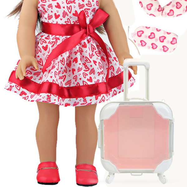 Dockvagn Trunk Miniatyr Bagage ROSA SOLID FÄRG SOLID pink solid color-solid color
