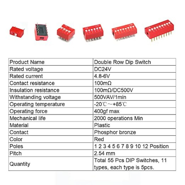 45 kpl Koodauskytkin Vipukytkin Double Row Dip Switch