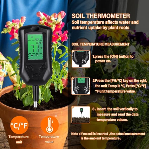 4-i-1 Soil Meter Moisture PH Meter Lysintensitet