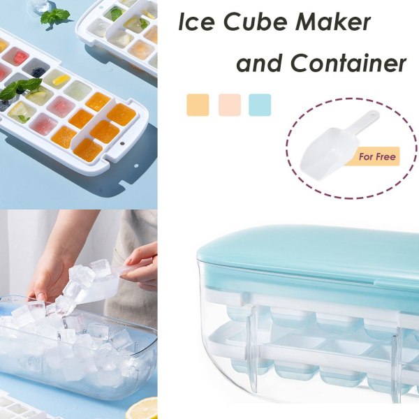 24 Grids Ice Cube Container Box Press Typ Ice Cube Maker GUL yellow