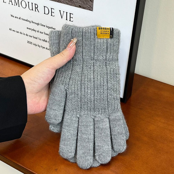 Dam Herr Handskar Stickade Handskar MÖRKGRÅ dark gray