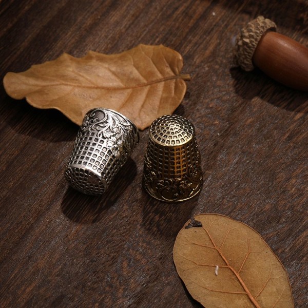 Retro Sying Fingerbøl Broderi Fingerbeskytter GULL GULL Gold