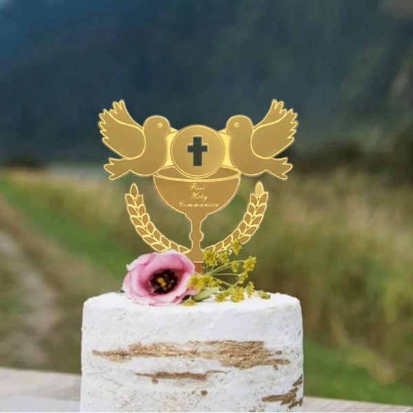 Peace Dove Cross Cake Topper GOLD Gold