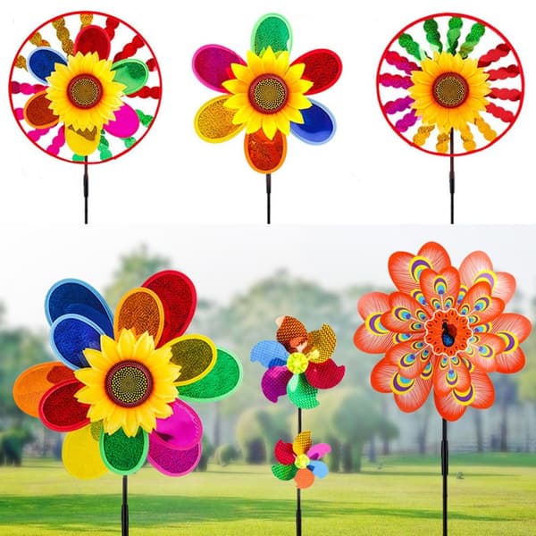 Färgglada solrosväderkvarnar Layout Pinwheels Leksaker 4 4 4