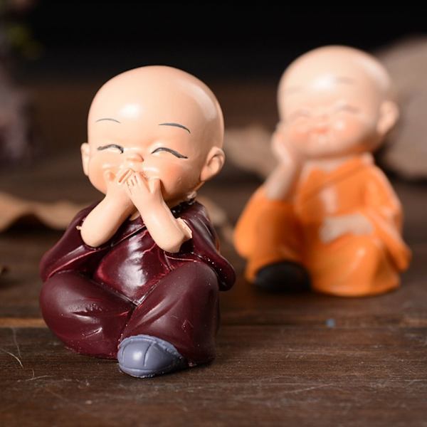8 st Little Monk Resin Doll Ornaments Söt Monk Desktop 4 pcs