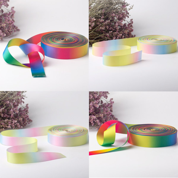Rainbow Gradient Ribbon Tie Dye Band Rainbow Satin