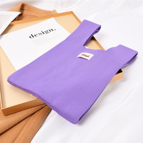 Strik Håndtaske Tote Bag BLÅ blue