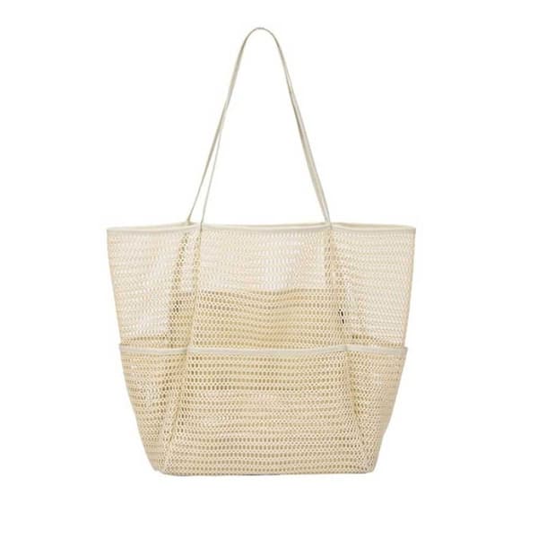 Mesh Beach Tote Bag Skulder Håndtasker SORT black
