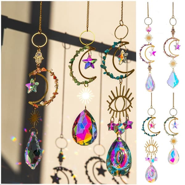 Sun Catchers Crystal Moon Shape BLÅ blue