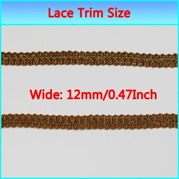 Guldfärgad spetskant Gimp Braid Trim Metallisk fläta