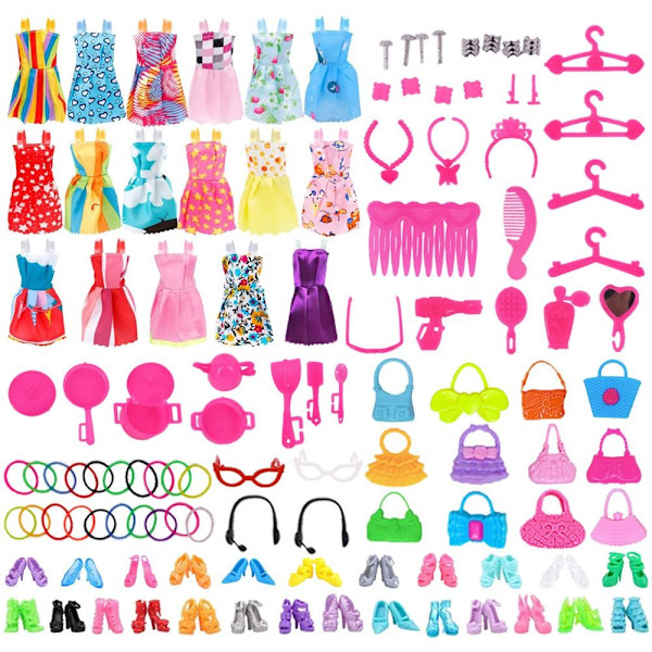 1 set Random Nukke Vaatteet Asusteet Kengät Mekko 68 KPL 68 KPL 68PCS