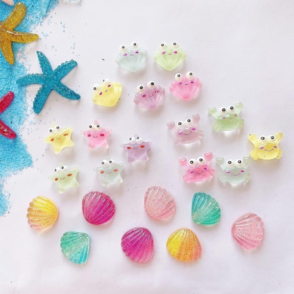 100 st Ocean Animals Charms Mixed Animal Series Resin Charms