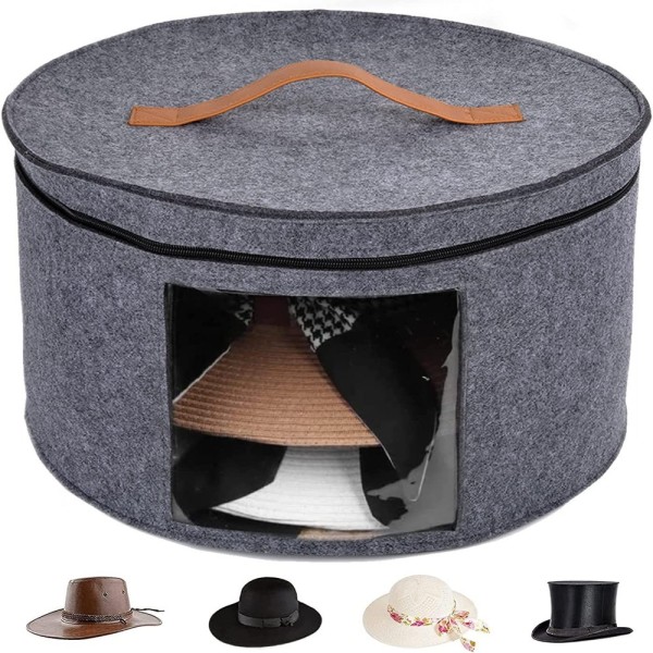 Filt Hat Box Hat Cases Hat Opbevaringsspande gray