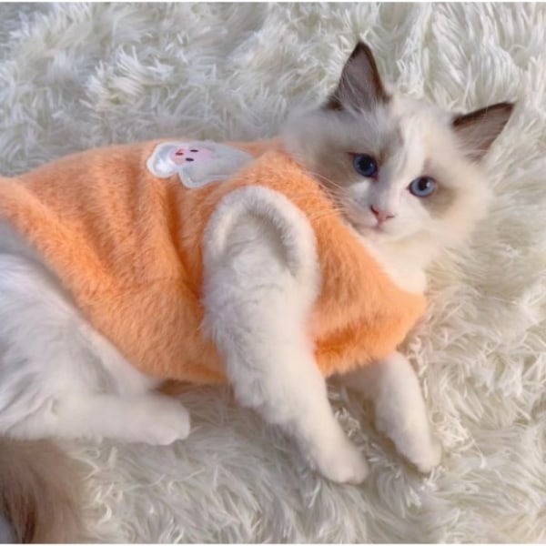 Vinter varm hund katt fleece tröja valp väst outfit Orange L