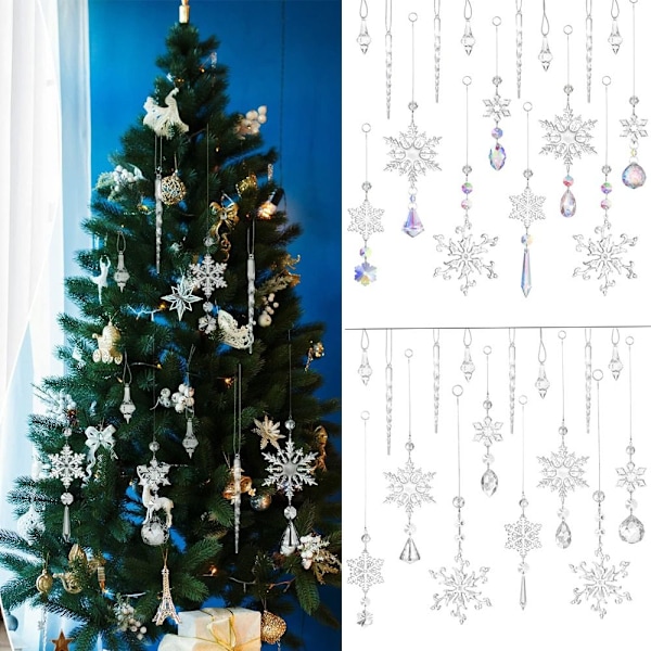 16st Snowflake Ice Cones Crystal Drop Ornament VIT white