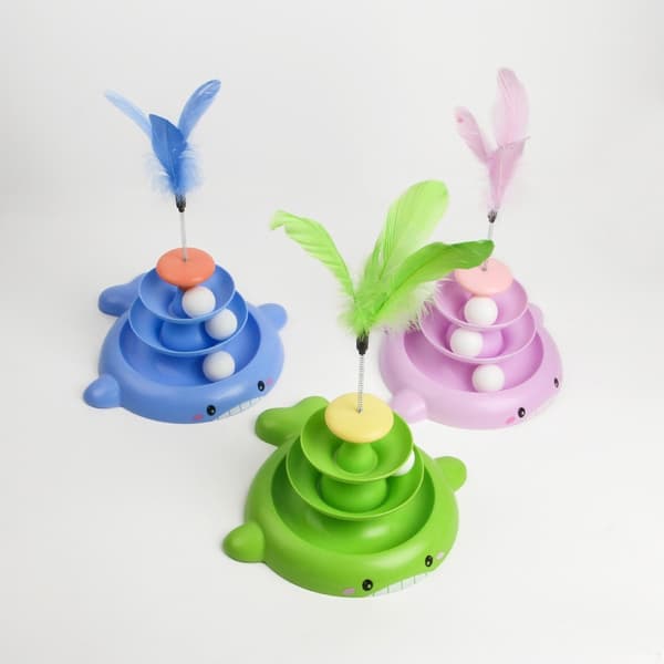 Kitten Interactive Roller Toy Avtakbar Tower Platespiller BLÅ Blue