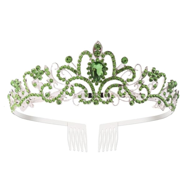 Crystal Rhinestone Crown Coiffure Crown Tiara GRÖN Green