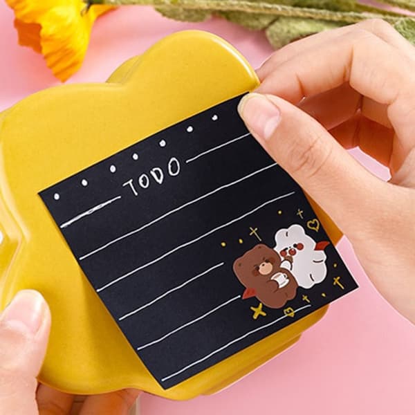 4 pose 200 ark Indeks Memo Pad Bokmerke Postet det Klistrelapper Black