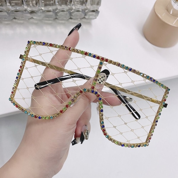 Rhinestone Mesh Glasses Y2K Solbriller C5 C5 C5