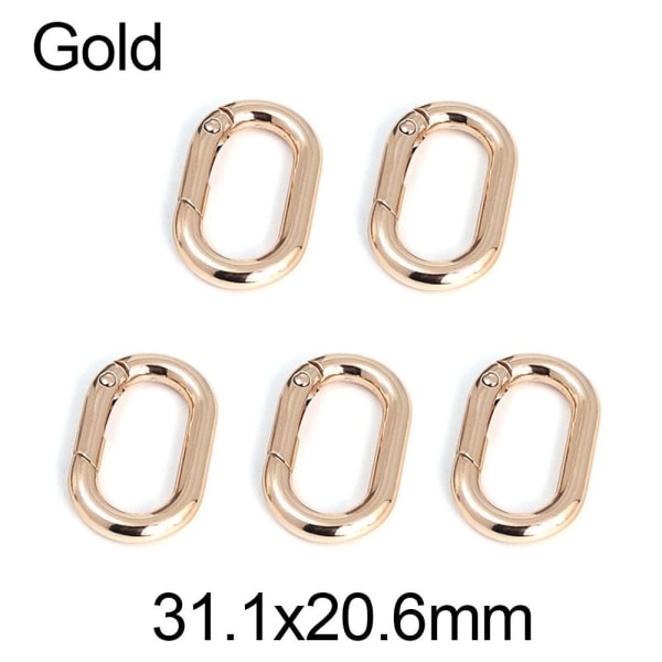 5 stk Spring Oval Rings Bag Beltespenner GULL 31,1X20,6MM Gold 31.1x20.6mm