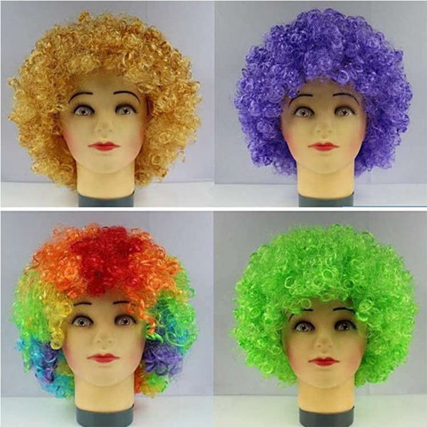 Svart afro lockigt peruk Färgglada peruker MULTICOLOR multicolor