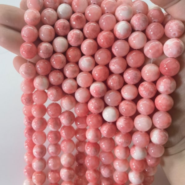 Persisk Jade Pink White Beads Naturlige ædelstensperler