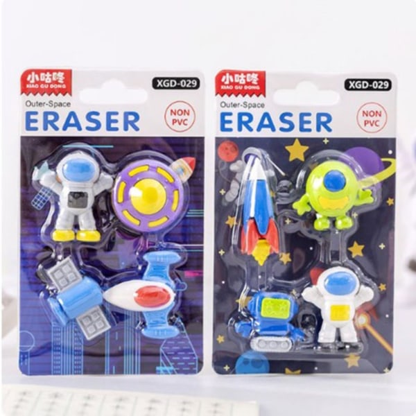 2 STK Astronaut Sjove Viskelæder Sød Gummi Børneskole 2 Box random