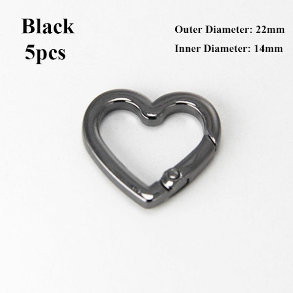 5kpl Jousirengas Soljet Karabiini Kukkarot Käsilaukut MUSTA 22X14MM Black 22x14mm