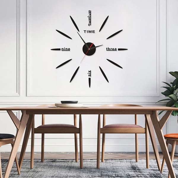 40 cm DIY Väggklocka Spegel Yta SILVER SILVER