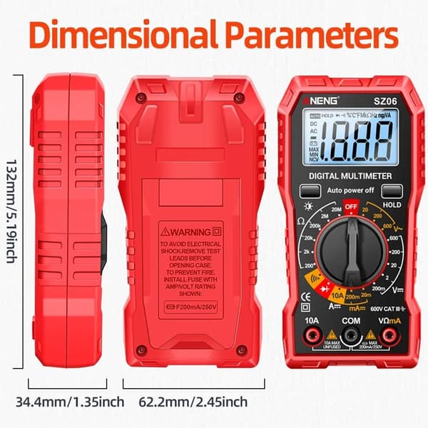 Digital Multimeter Spenningsmåler SORT Black