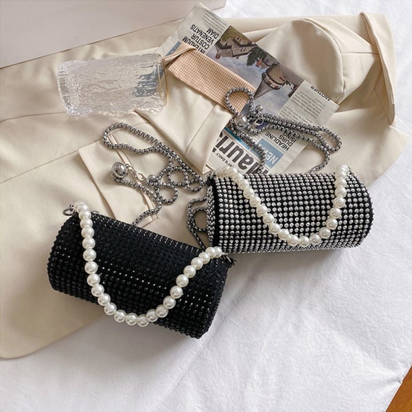 Rhinestone Axelväskor Crossbody Shining Chain Handväskor SILVER silver