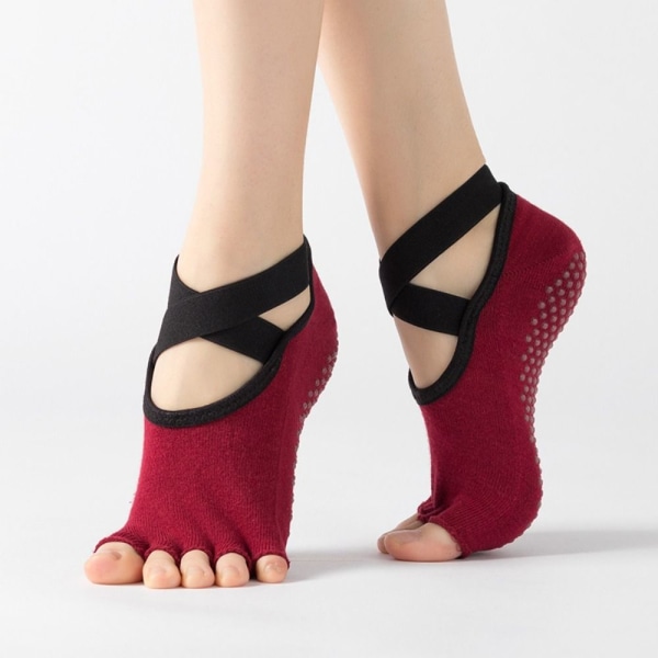 Joogasukat Five Toe Socks RED Red