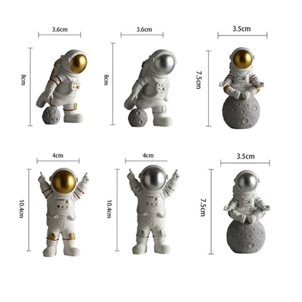 Astronautfigurer Rummand Måneskulptur Dekorativ B B B