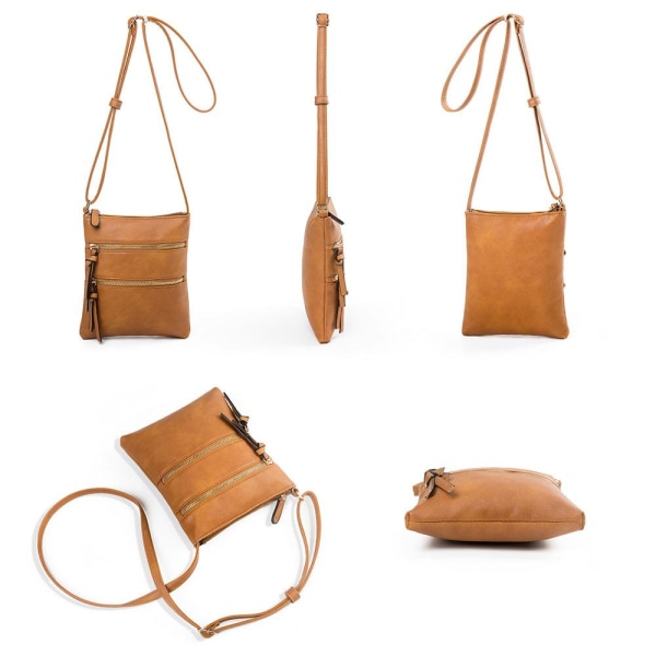 Crossbody Laukku naisille Vetoketjullinen kukkaro RUSKEA Brown