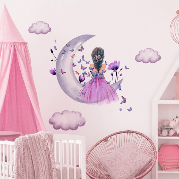 Princess Wall Stickers Girls On Moon 6 6 6