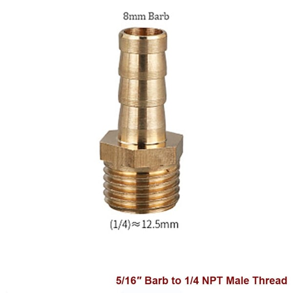 4st Mässingsslang Hulling Luftslangskopplingar 1/4 NPT HANTRÄD 1/4 1/4 NPT Male Thread