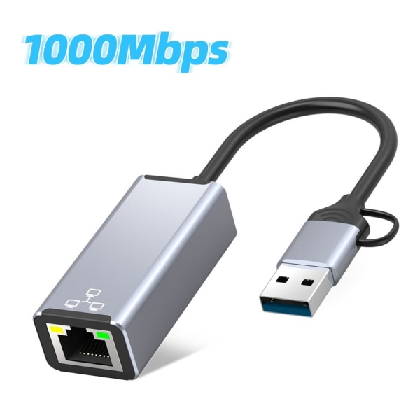 Ethernet-adapter USB Typ-C nätverkskort 1000MBPS 1000MBPS 1000Mbps