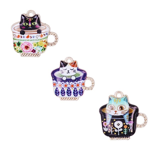 Enamel Cat Charms Cat and Fish Charms Emalje Bulb Charms