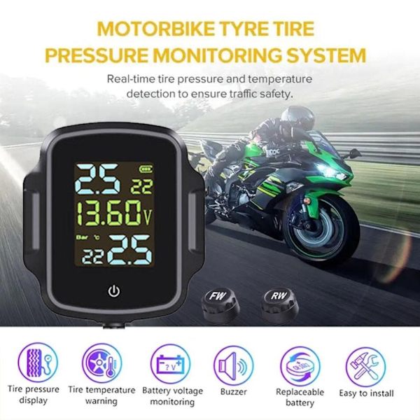 Motorcykel TPMS Däcktrycksövervakningssystem Däck