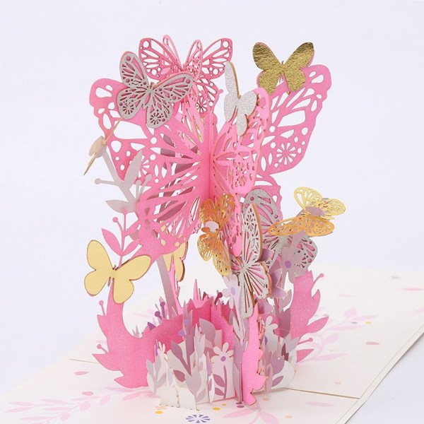 3D Pops-up Kukkakimppu Paperi Kukkia VAALEENPINKI Pink