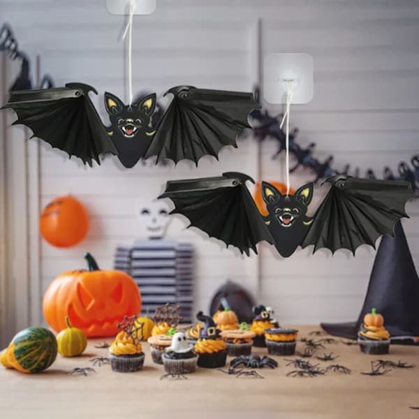 2 stk Halloween papir flagermus hængende græskar hat vedhæng E E E