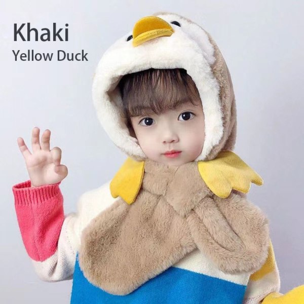 Babyhue Med Tørklæde Tørklæder Øre Halshætter KHAKI YELLOW AND khaki Yellow Duck-Yellow Duck