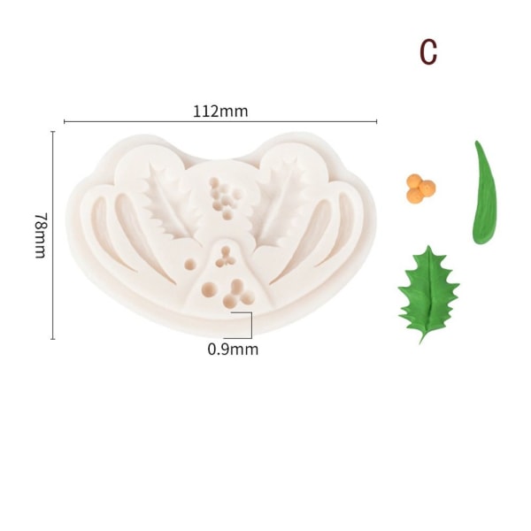 Fyrrebladssilikoneform Fondantkageform C C C