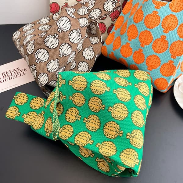 Knit Handbag Kangaskassi VIHREÄ green