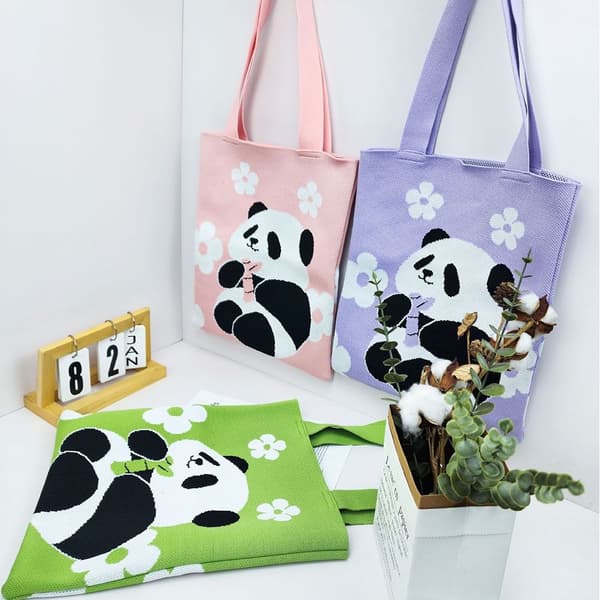 Panda Printed Handbag Ostoskassi VIHREÄ green
